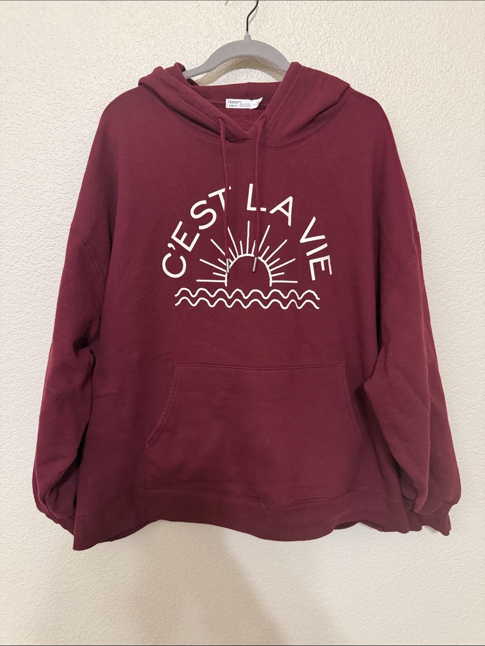 C'est La Vie Burgundy Women's Hooded Sweatshirt